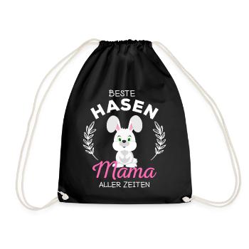 Beste Hasen Mama Süßes Kaninchen Häschen Spruch - Turnbeutel - Schwarz - Vorne