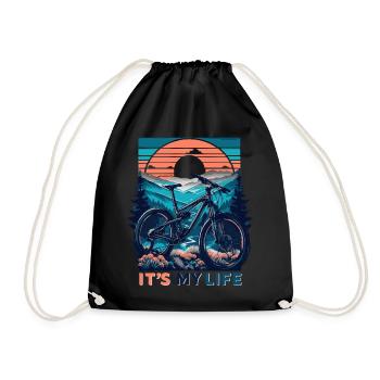 Mountain Bike Sunset Adventure Design - Drawstring Bag - black - Front