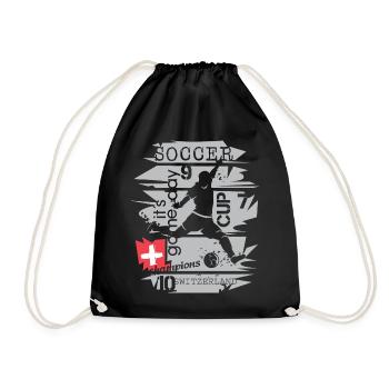 Fußball Schweiz Spieler Team Turnier Collage icon - Turnbeutel - Schwarz - Vorne