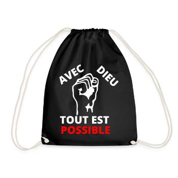 Fist of protest inspiring message of solidarity - Drawstring Bag - black - Front