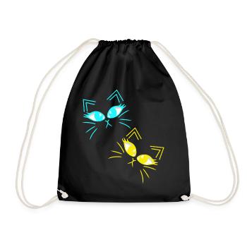Chat Chats Chaton Chat Visage des années 80 des années 90 - Sac de sport léger - noir - Devant