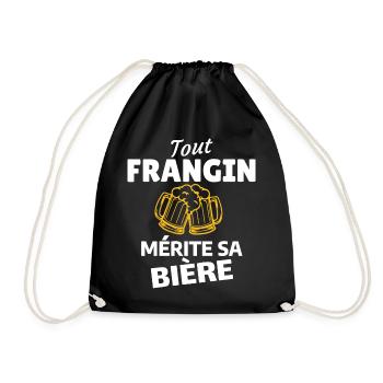 Humorvolles Design, Bier und Freundschaft - Turnbeutel - Schwarz - Vorne