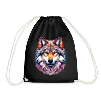 Wolf - Drawstring Bag - black - Front