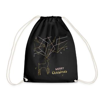 Deer filigree, Merry Christmas - Drawstring Bag - black - Front