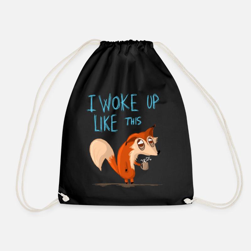 I WokeupLikeThis - Drawstring Bag - black