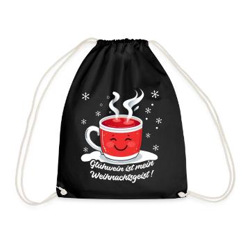 Glühwein: Weihnachtsgeist in der Tasse - Turnbeutel - Schwarz - Vorne