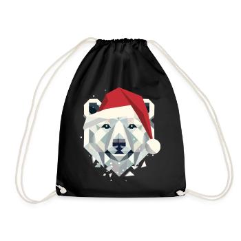 Christmas Polar Bear in Modern Geometric Style - Drawstring Bag - black - Front
