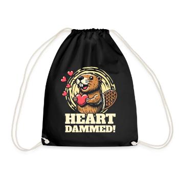 Coeur damné - Mignon design de castor pour la Saint-Valentin - Sac de sport léger - noir - Devant