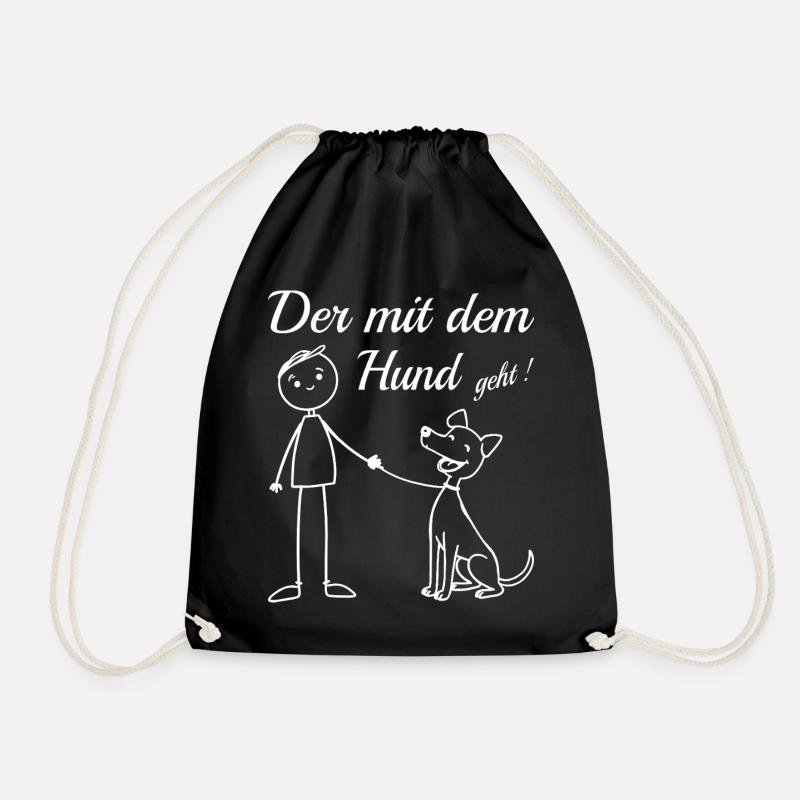 Der mit dem Hund geht ! - Turnbeutel - Schwarz