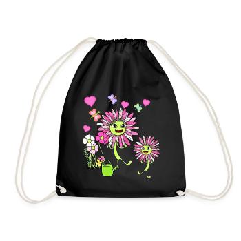 Spring Summer Flowers Flower Children Child Garden - Drawstring Bag - black - Front
