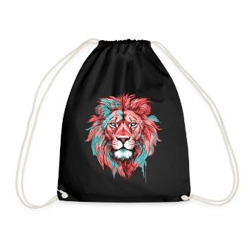Lion Tête de Lion Coloré Prédateur Coloré Art Animalier - Sac de sport léger - noir - Devant