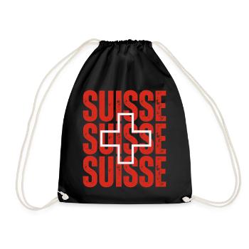 Flagge der Schweiz, Schweizer Stolz - Turnbeutel - Schwarz - Vorne