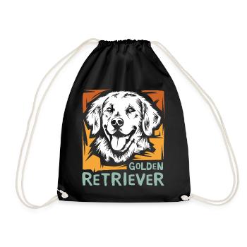 Golden Retriever Dog in Vintage Colors Icon - Drawstring Bag - black - Front