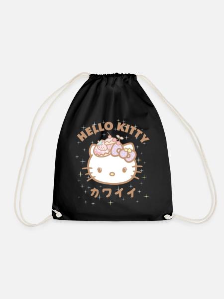 Hello Kitty Kawaii Styles With Stars - Drawstring Bag - black