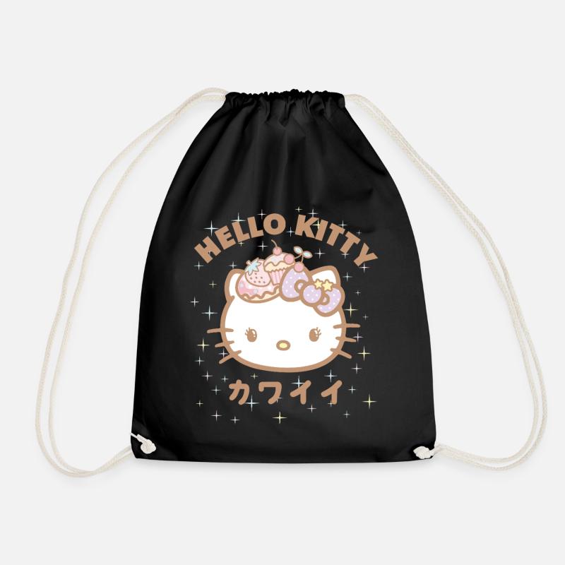 Hello Kitty Kawaii Stile Mit Sternen - Turnbeutel - Schwarz
