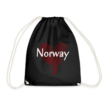 I love Norway, Norwegian pride - Drawstring Bag - black - Front