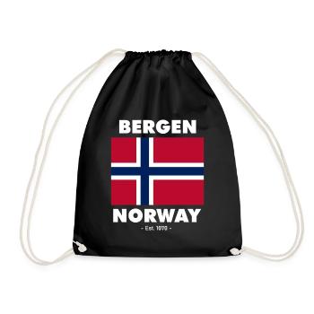 Norway Flag - Bergen - Norge - Norwegen - Drawstring Bag - black - Front