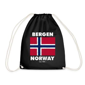 Norway Flag - Bergen - Norge - Norwegen - Drawstring Bag - black - Front
