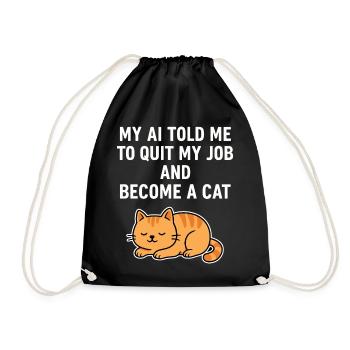 AI Cat Life - Drawstring Bag - black - Front
