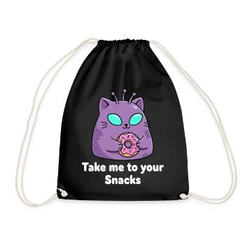 Süße Donutkatze Snackverführer - Turnbeutel - Schwarz - Vorne