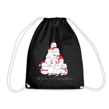 Arbre à chat de Noël miaou - Sac de sport léger - noir - Devant