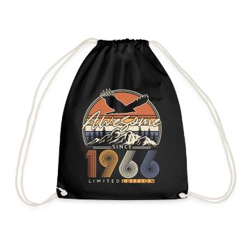 1966 Vintage Born Retro Birthday Gift - Drawstring Bag - black - Front