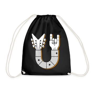 Rock Hand Guitar Emblem - Drawstring Bag - black - Front