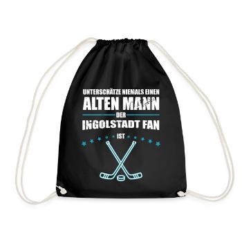 Alter Mann - Ingolstadt Eishockey Fan | Retro - Turnbeutel - Schwarz - Vorne