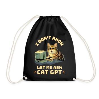 Cat GPT funny AI - Drawstring Bag - black - Front