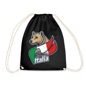 Italienischer Wolf mit Kolosseum - Turnbeutel - Schwarz - Vorne