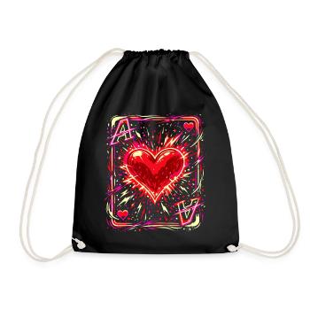 As de cœur Costume de cartes à jouer Poker de carnaval Drôle - Sac de sport léger - noir - Devant