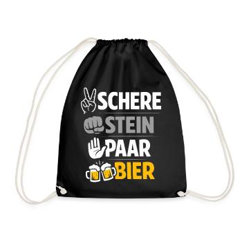 Schere, Stein paar Bier: Freundschaft & Bier - Turnbeutel - Schwarz - Vorne