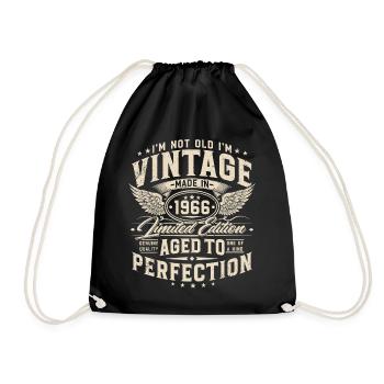 Vintage 1966 Jahrgang 60. Geburtstag Geschenk - Turnbeutel - Schwarz - Vorne