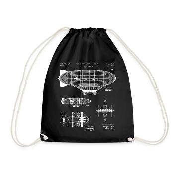 Zeppelin-Bauplan-Skizze - Turnbeutel - Schwarz - Vorne