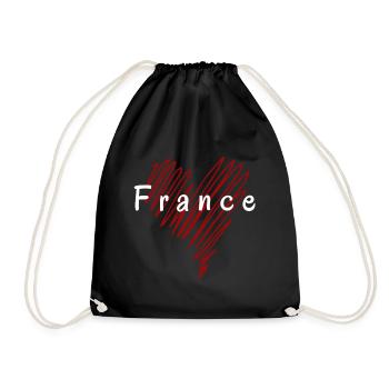 I love France, heart France - Drawstring Bag - black - Front
