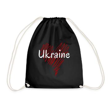 I love Ukraine, heart Ukraine - Drawstring Bag - black - Front