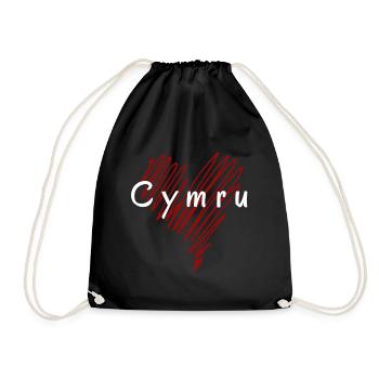 Ich liebe Wales, Herz Wales - Turnbeutel - Schwarz - Vorne