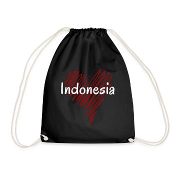 I love Indonesia, heart Indonesia - Drawstring Bag - black - Front