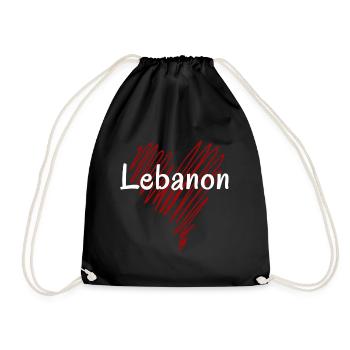 Ich liebe den Libanon, Herz Libanon - Turnbeutel - Schwarz - Vorne