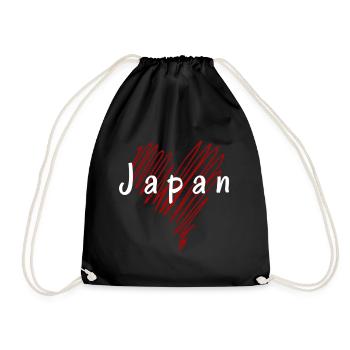 Ich liebe Japan, Herz Japan - Turnbeutel - Schwarz - Vorne