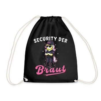 Security of the bride unicorn bachelor party bachelor shot - Drawstring Bag - black - Front