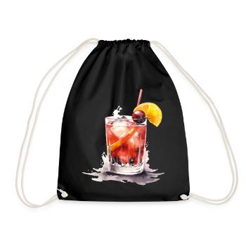 Water Glass Watercolor Citrus - Drawstring Bag - black - Front