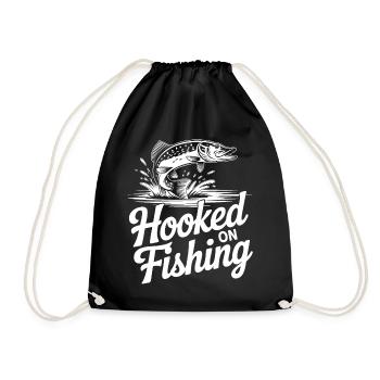 Hooked on Fishing - Drawstring Bag - black - Front