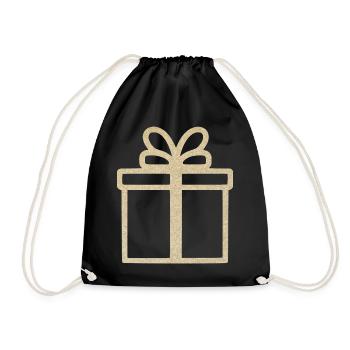 Gold Glitter Geschenkbox Design - Turnbeutel - Schwarz - Vorne
