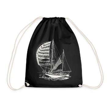 Segelboot Segeln Segler Meer Nautik Vintage Motiv - Turnbeutel - Schwarz - Vorne