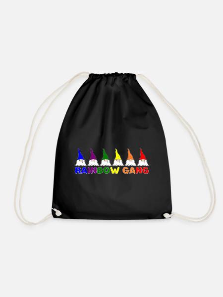 Wichtel Zwerg Regenbogen Gang lustiges Geschenk - Turnbeutel - Schwarz