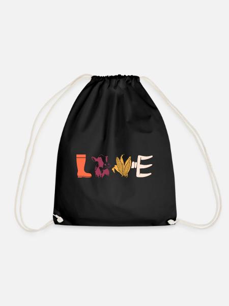 Love Bauer Landleben Geschenk - Turnbeutel - Schwarz