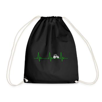 Heartbeat Tractor Agriculture - Drawstring Bag - black - Front