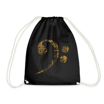 Clé de basse. Bass Clef distressed - Sac de sport léger - noir - Devant
