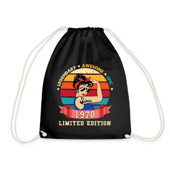 Birthday 1970 Woman Legend Epic Vintage - Drawstring Bag - black - Front